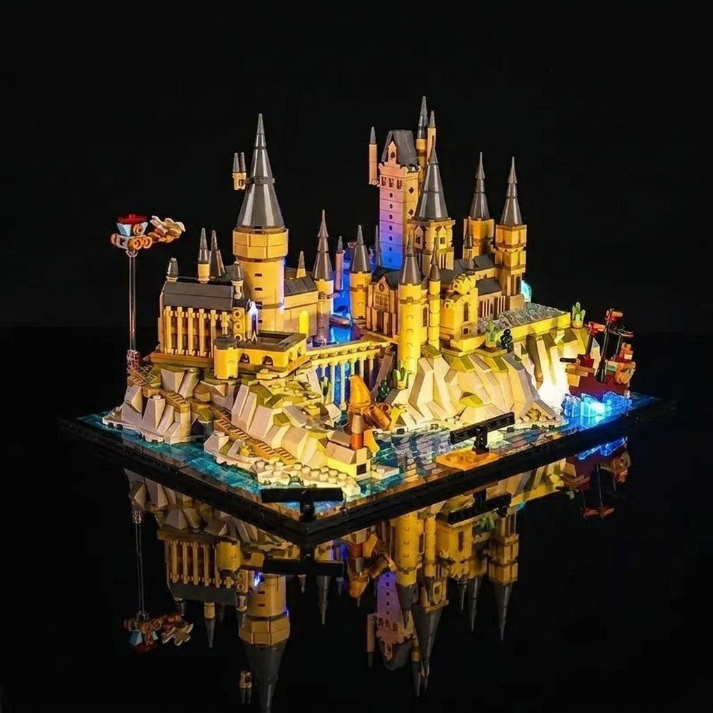 Bright My Bricks RGB LED light kit for LEGO® Harry Potter Hogwarts Castle and Grounds #76419 — LED kit powered on