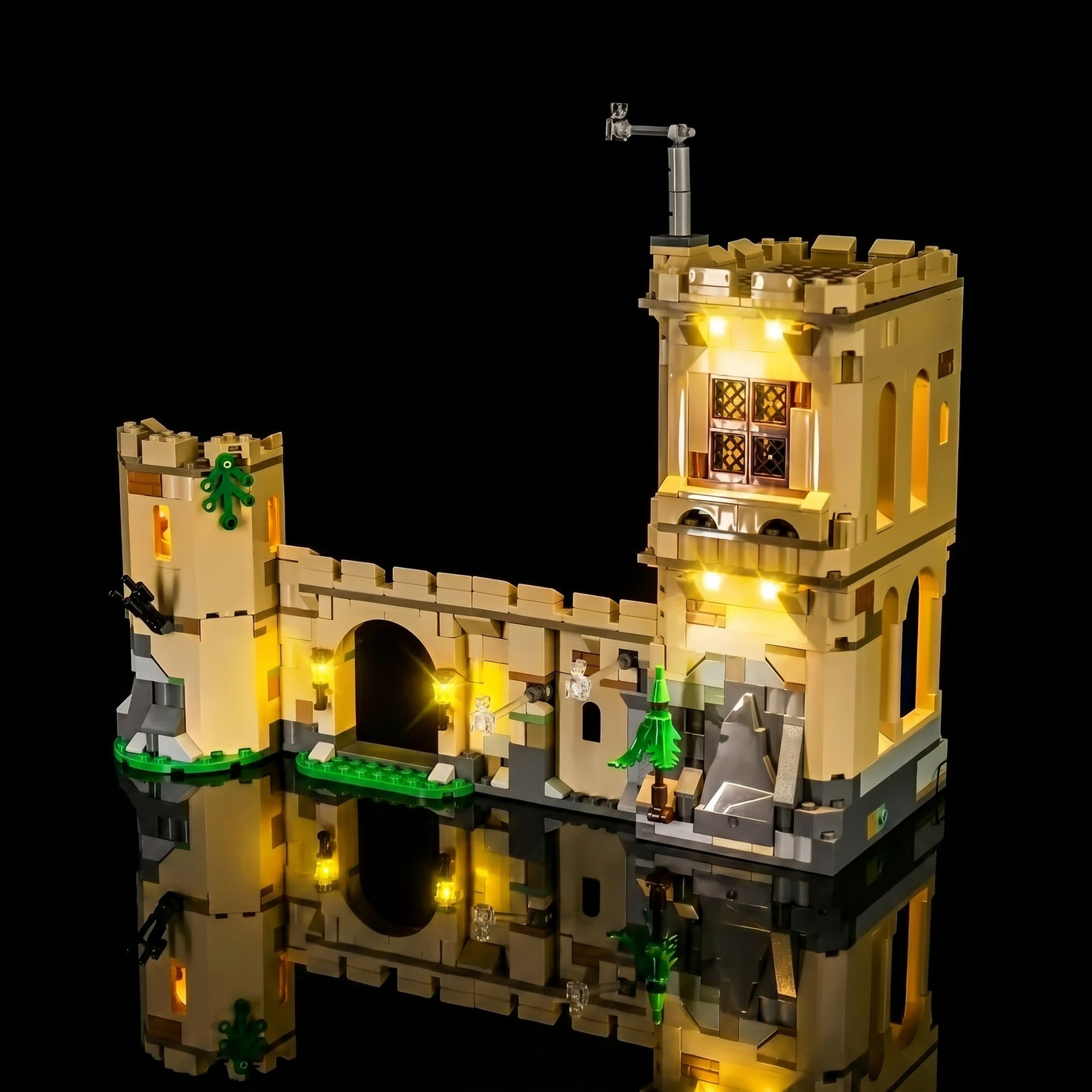 custom LED lighting for LEGO® Harry Potter Hogwarts Castle: Flying Lessons #76447, display lighting in a dark room