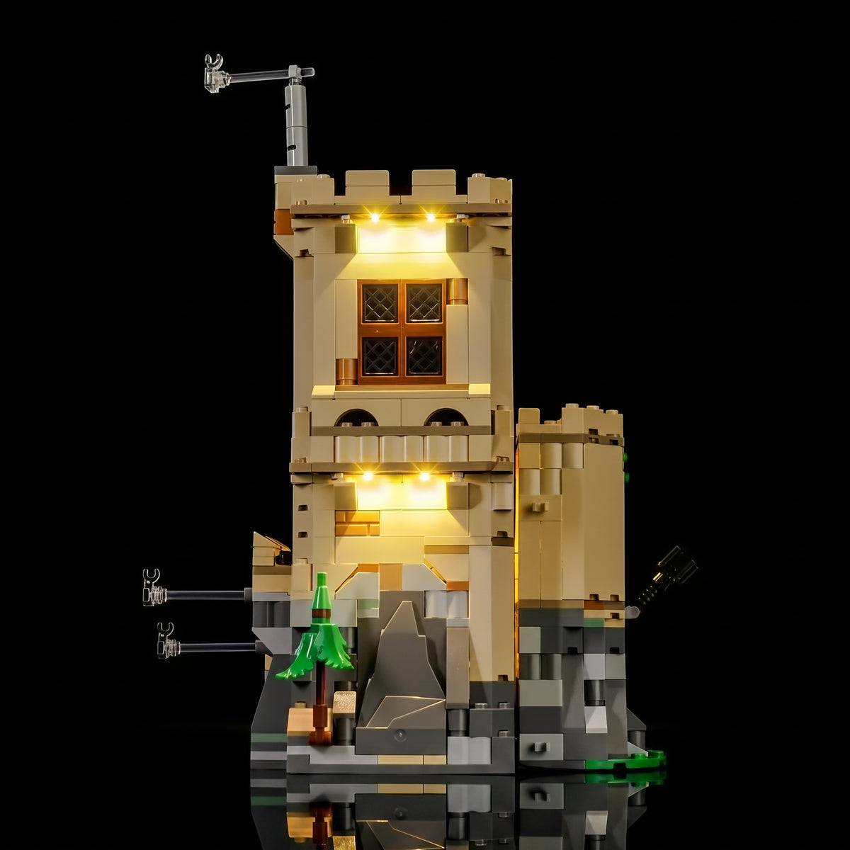 showcase lighting view: Bright My Bricks custom LED lighting for LEGO® Harry Potter Hogwarts Castle: Flying Lessons #76447