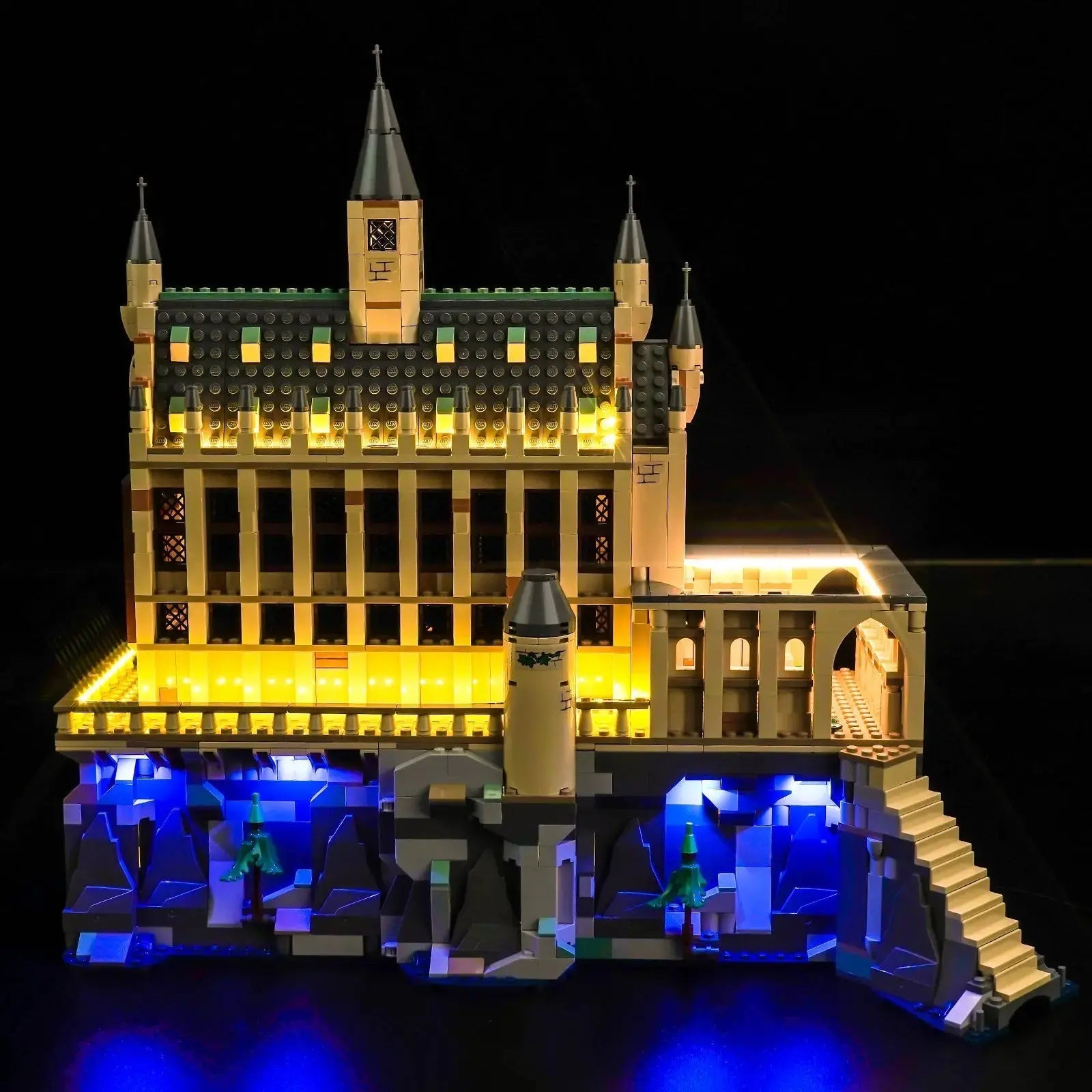 Bright My Bricks LED light kit for LEGO® Harry Potter Hogwarts Castle: The Great Hall #76435 — showcase lighting view