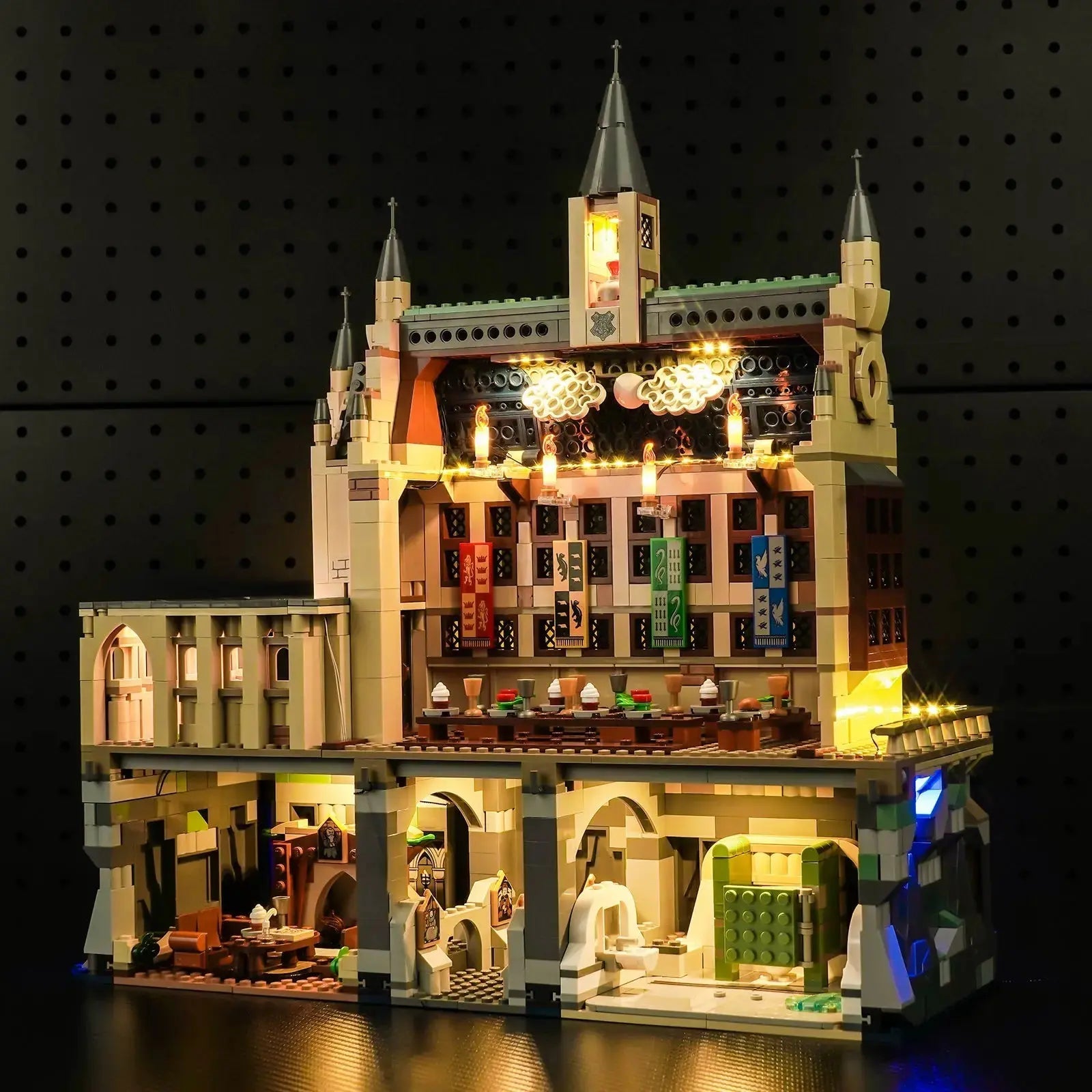 Bright My Bricks DIY LED light kit for LEGO® Harry Potter Hogwarts Castle: The Great Hall #76435 — night-mode display glow
