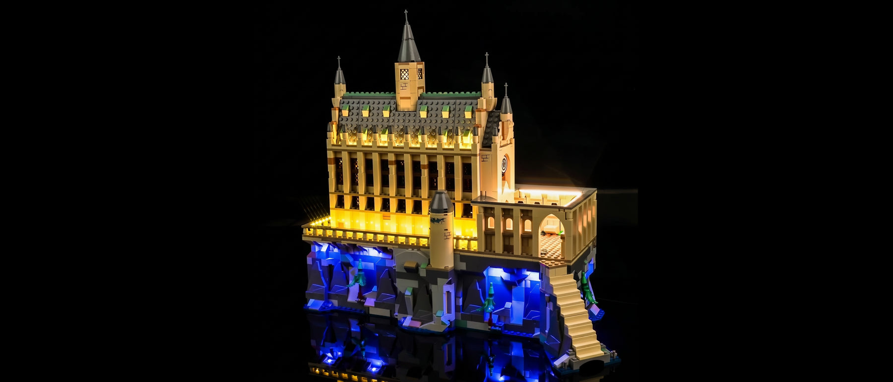 Light Kit for LEGO® Harry Potter Hogwarts Castle: The Great Hall #76435 — lit with the LED light kit
