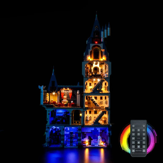 LEGO® Harry Potter Hogwarts Castle: The Main Tower #76454 — night-mode display glow (RGB LED light kit)