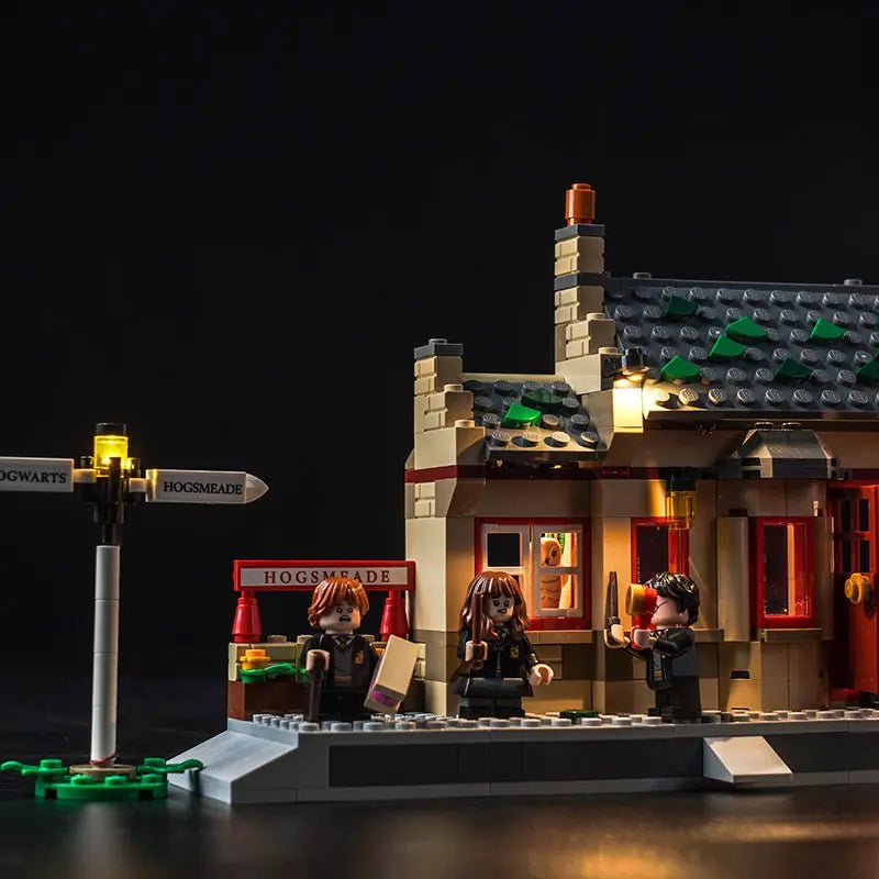 LEGO® Harry Potter Hogwarts Express & Hogsmeade Station #76423 brightened interior detail, with the premium LED light kit