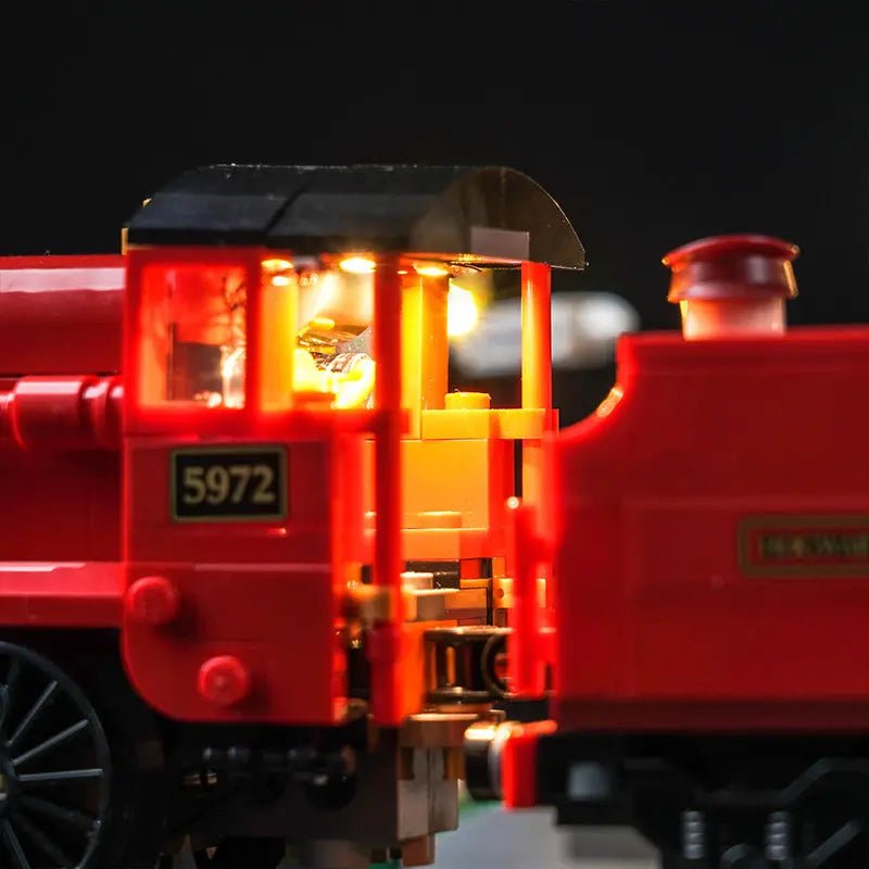USB-powered LED light kit for LEGO® Harry Potter Hogwarts Express & Hogsmeade Station #76423, display lighting in a dark room