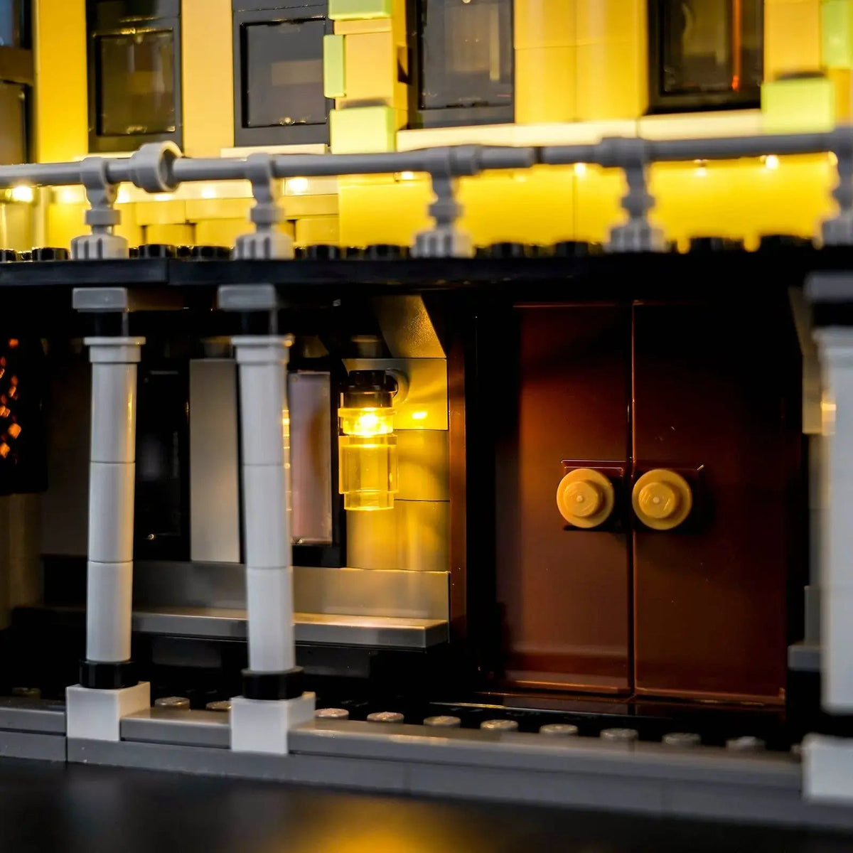 USB-powered LED light kit for LEGO® Harry Potter Malfoy Manor #76453, showcase lighting view