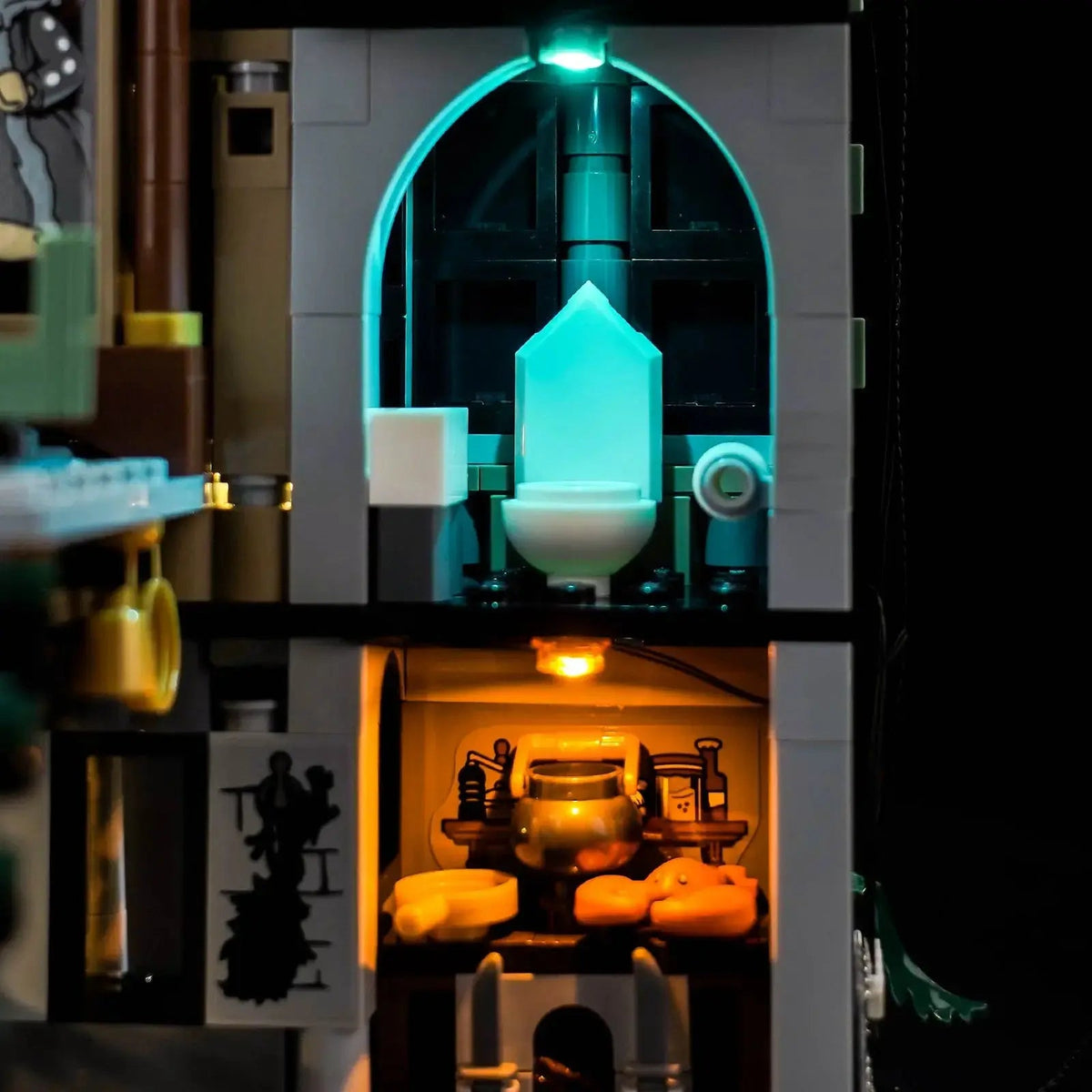 Bright My Bricks DIY LED light kit for LEGO® Harry Potter Malfoy Manor #76453 — warm LED glow detail