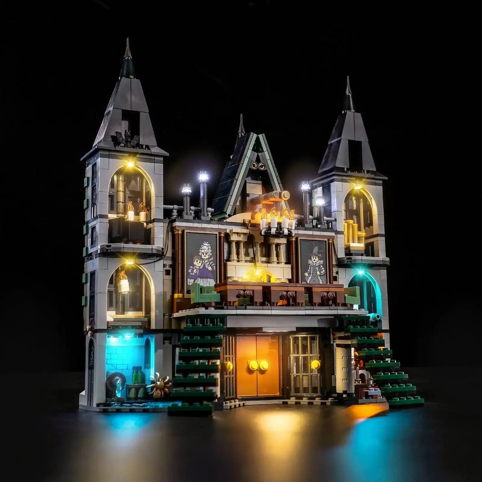 LEGO Harry Potter Malfoy Manor #76453 illuminated at night