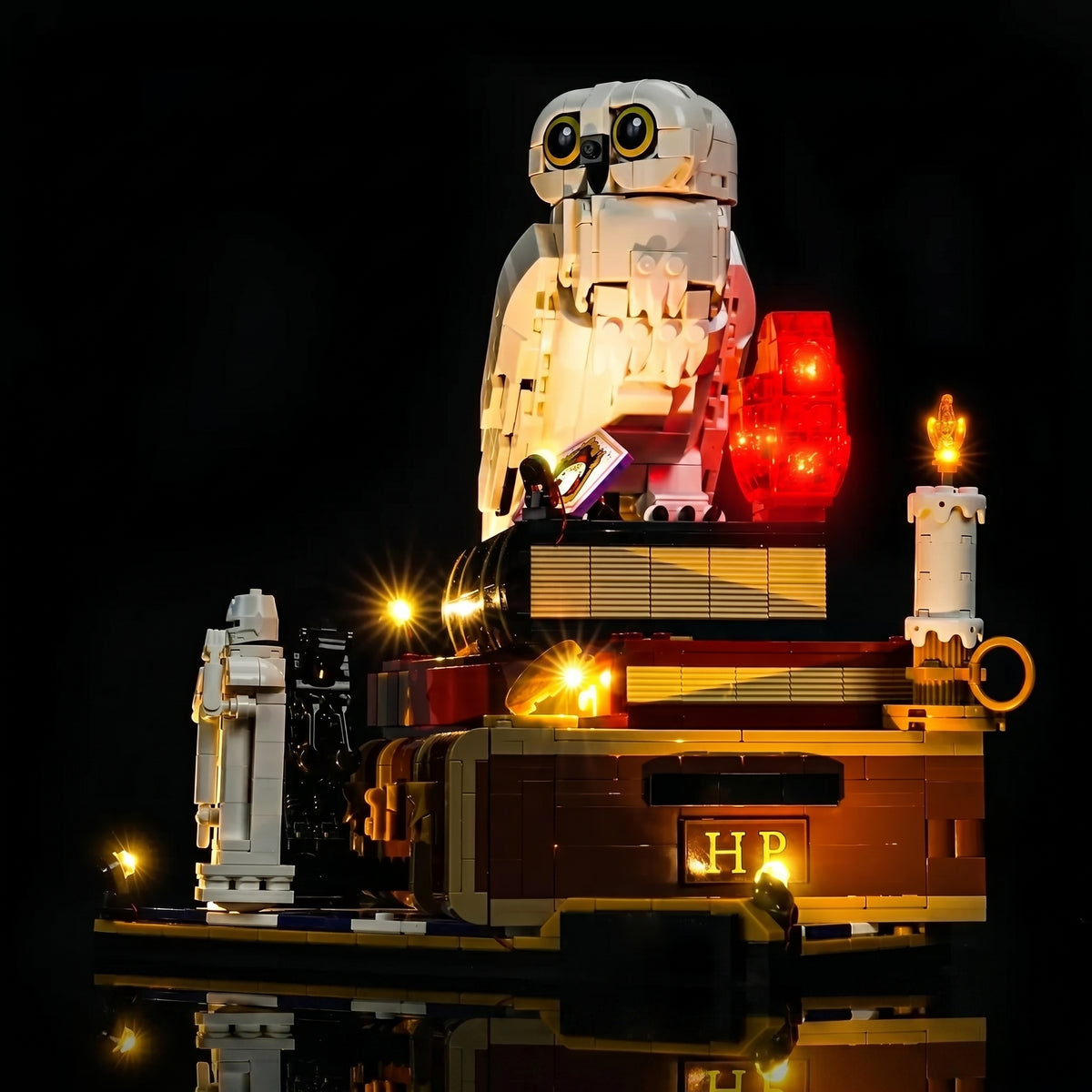 LED light kit for LEGO® Harry Potter Sorcerer's Stone #76466, side angle with lights on