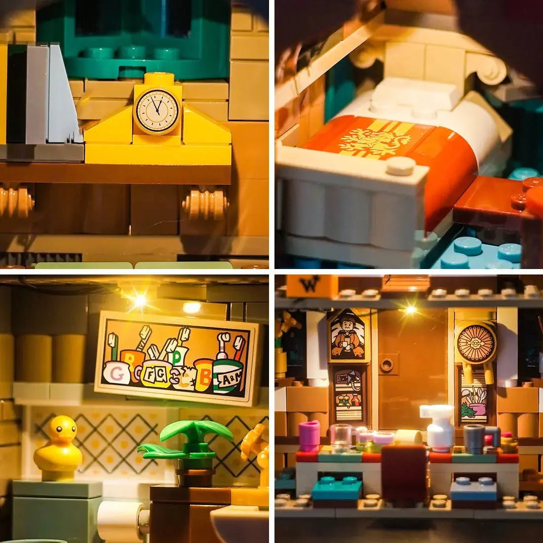 LEGO Harry Potter The Burrow #76437 illuminated at night