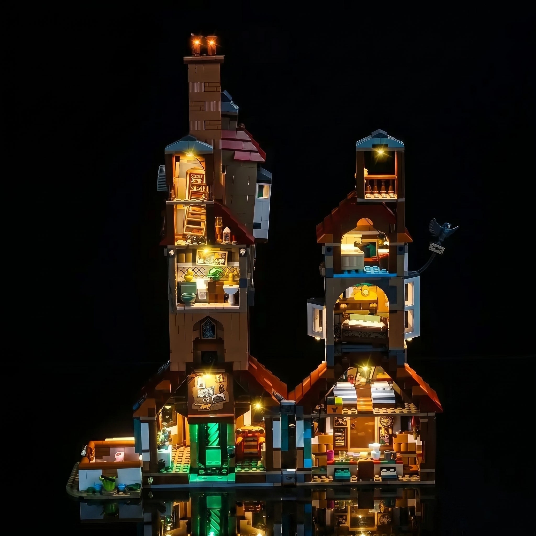 Bright My Bricks LED lights for LEGO® Harry Potter The Burrow #76437 — LED kit powered on