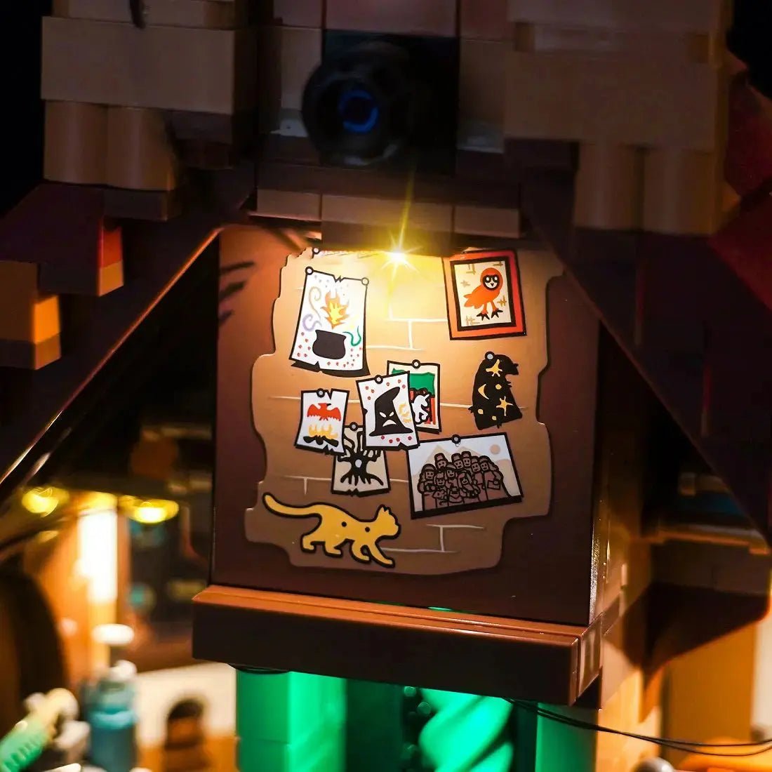 LEGO® Harry Potter The Burrow #76437 LED strips and bricks detail, with the RGB LED light kit