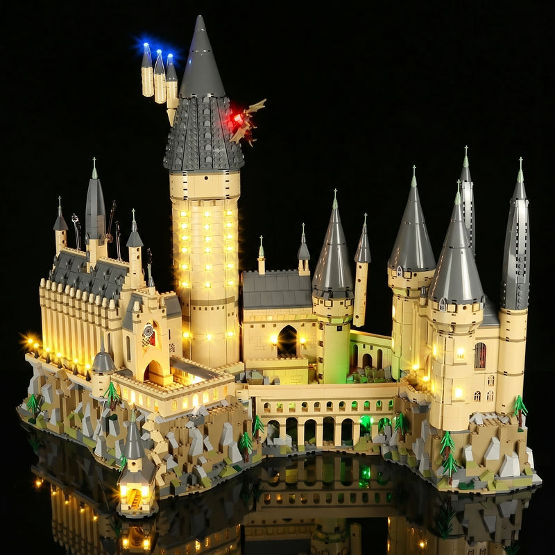 illuminated at night: Bright My Bricks display light kit for LEGO® Hogwarts Castle #71043