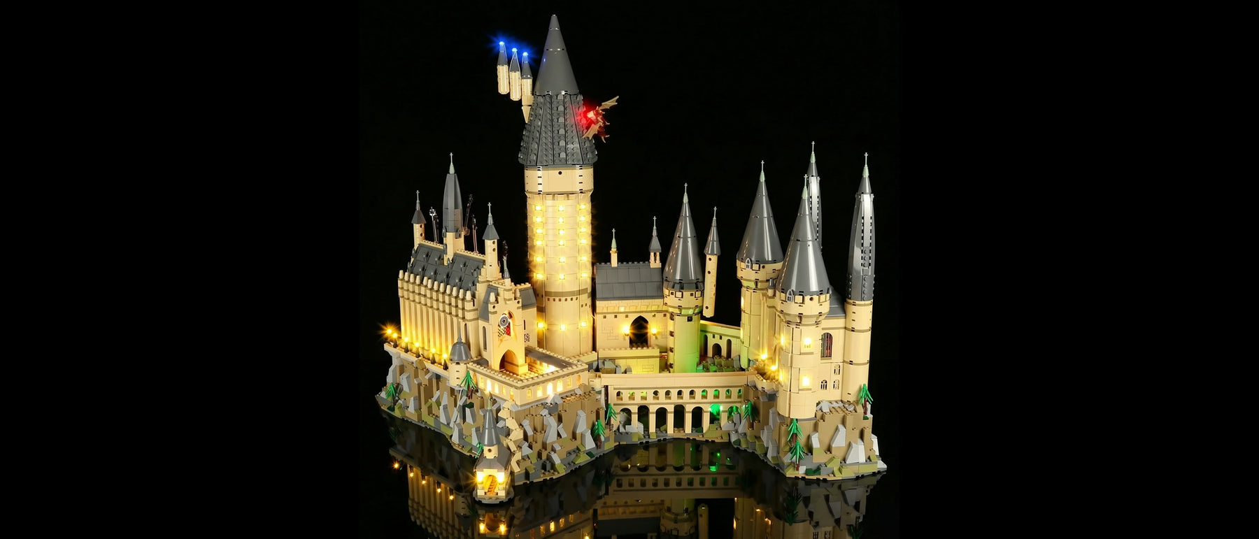 Light Kit for LEGO® Hogwarts Castle #71043 — lit with the LED light kit