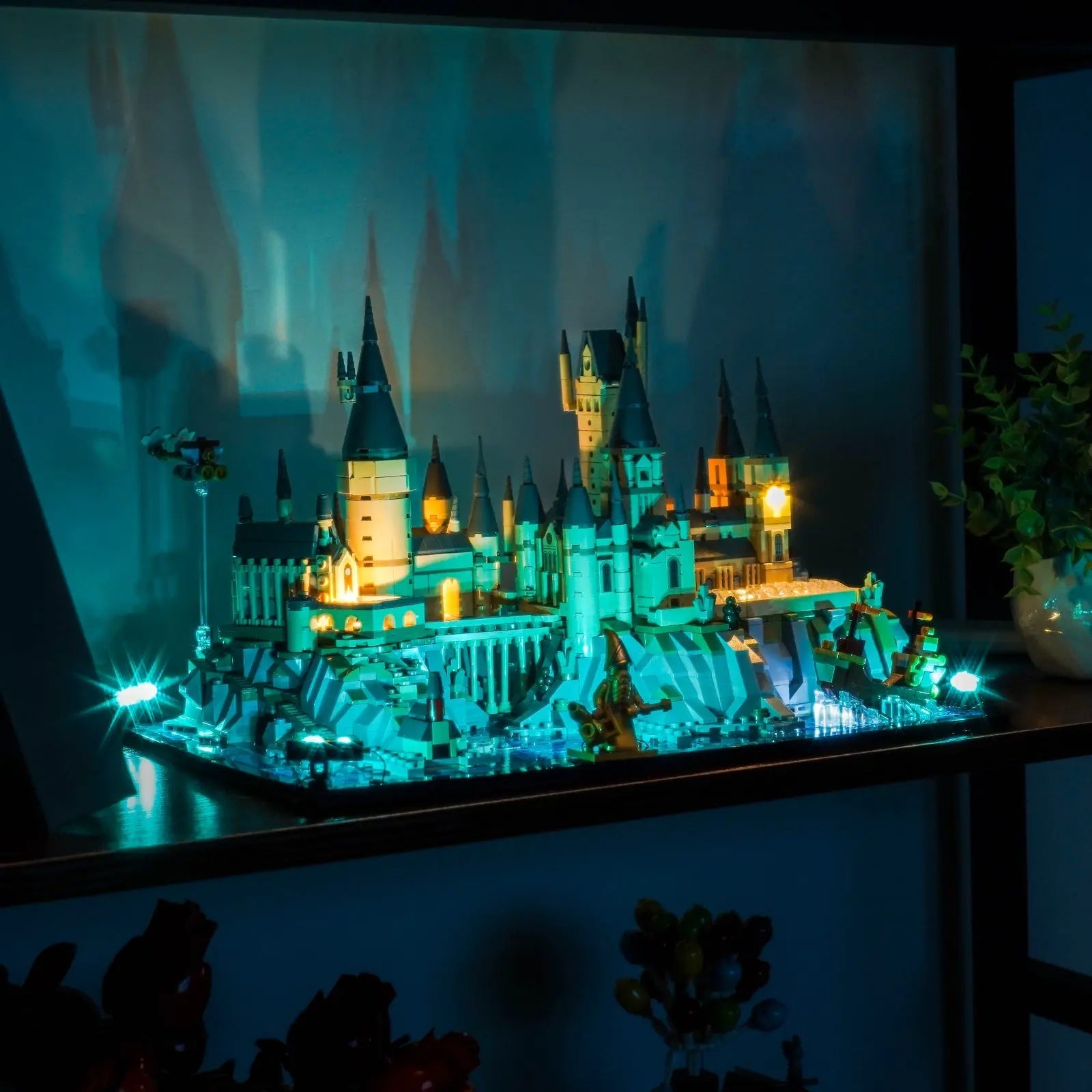 showcase lighting view: Bright My Bricks premium LED light kit for LEGO® Hogwarts Castle and Grounds #76419