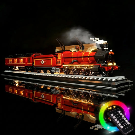 installed and glowing: Bright My Bricks RGB LED light kit for LEGO® Hogwarts Express #76405
