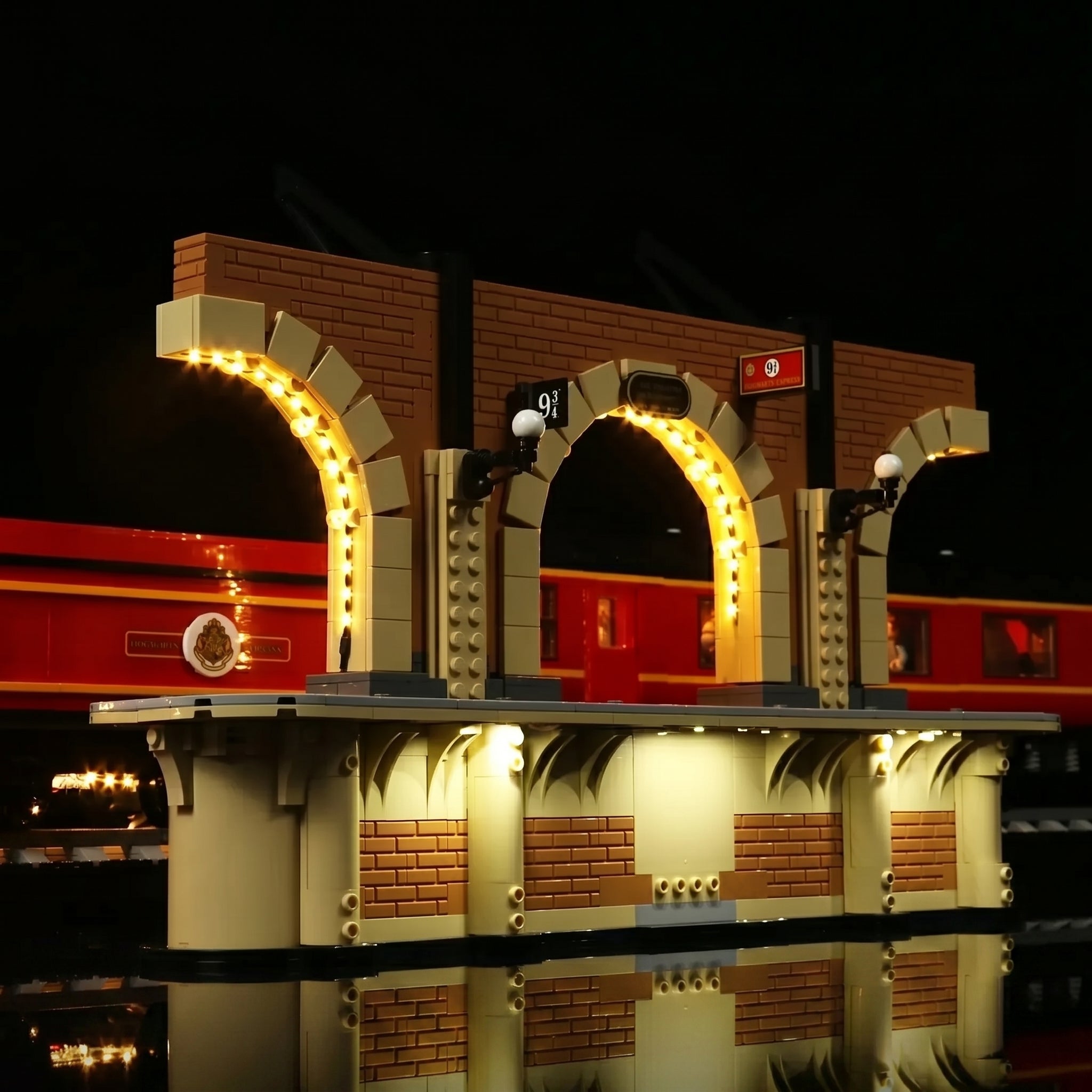 LEGO® Hogwarts Express #76405 — fully illuminated on display (LED lighting kit)