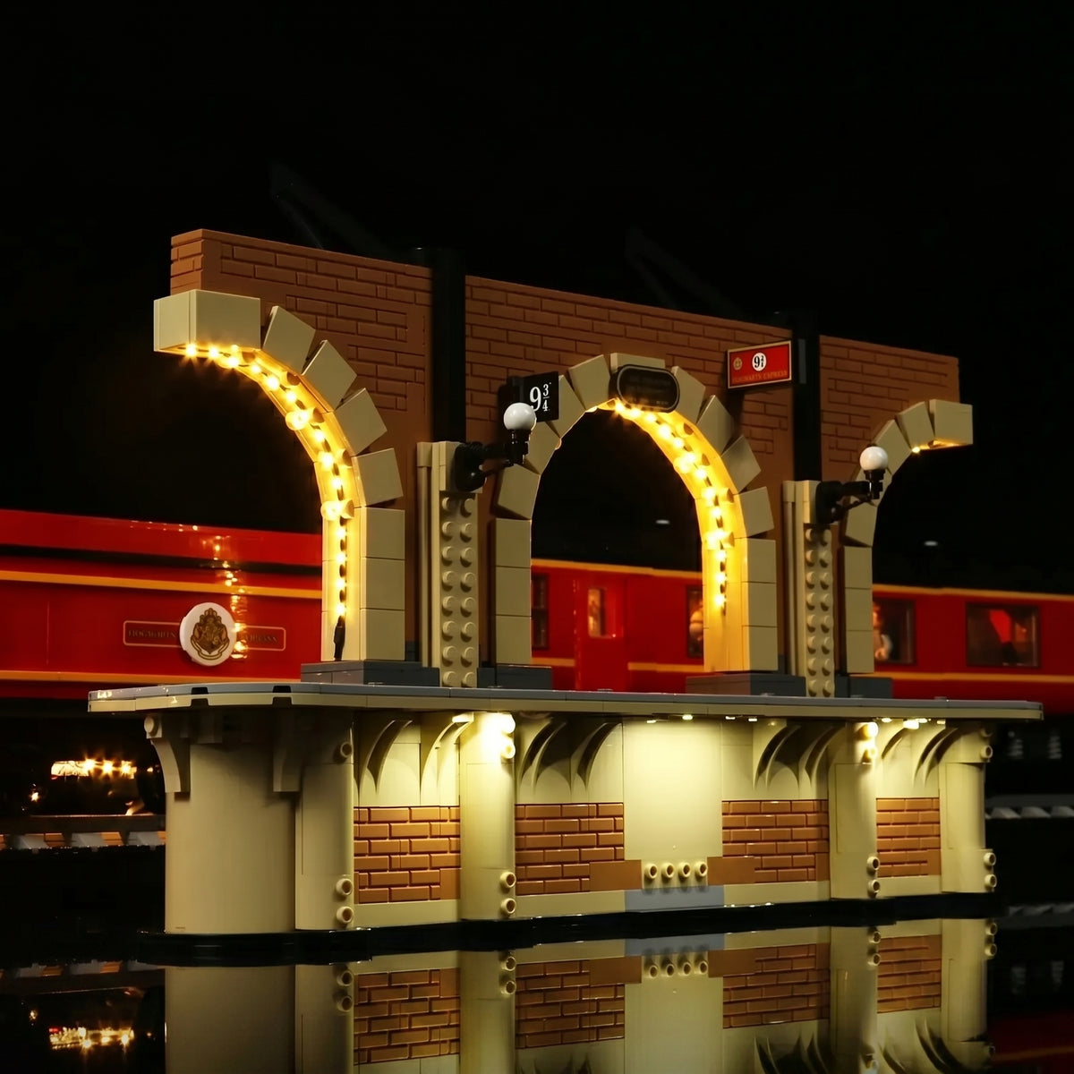 LEGO® Hogwarts Express #76405 — fully illuminated on display (LED lighting kit)