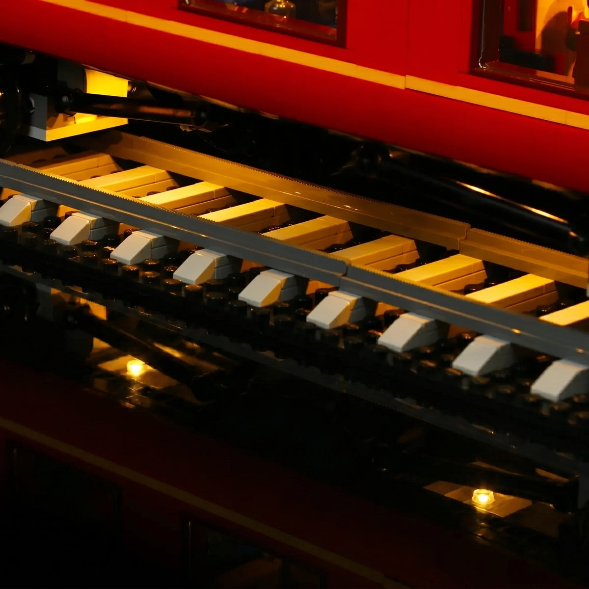 brightened interior detail: Bright My Bricks DIY LED light kit for LEGO® Hogwarts Express #76405