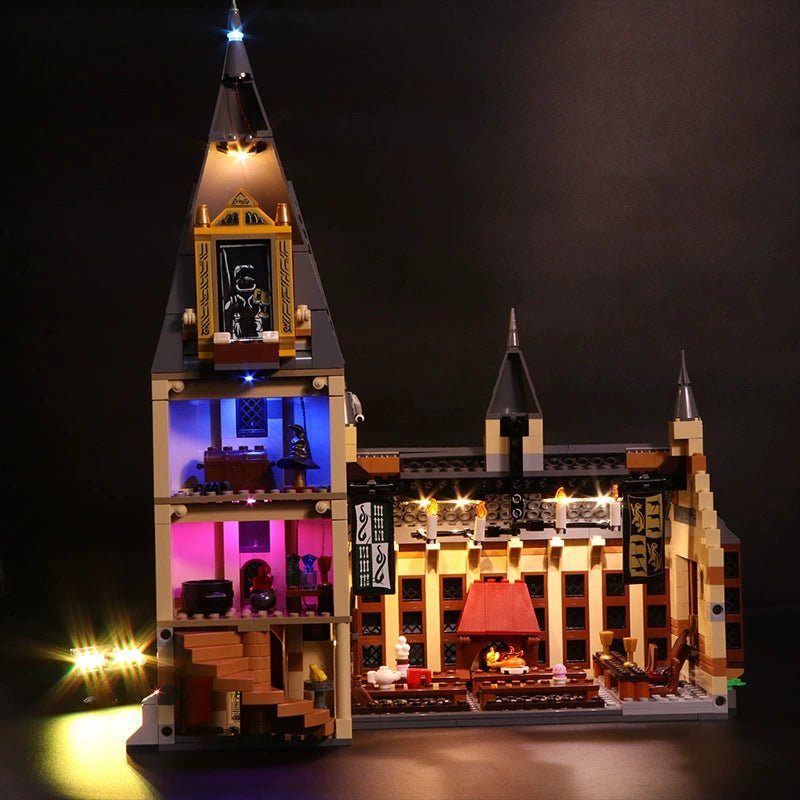 showcase lighting view: Bright My Bricks USB-powered LED light kit for LEGO® Hogwarts Great Hall #75954