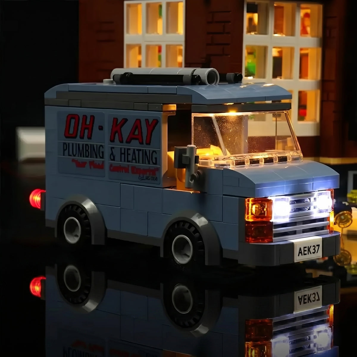LEGO® Home Alone #21330 before-and-after lighting, with the custom LED lighting
