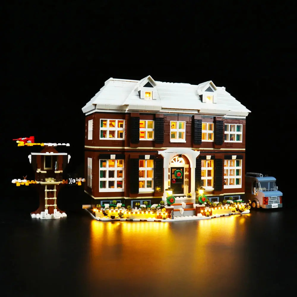 LEGO Home Alone #21330 lit up - front angle