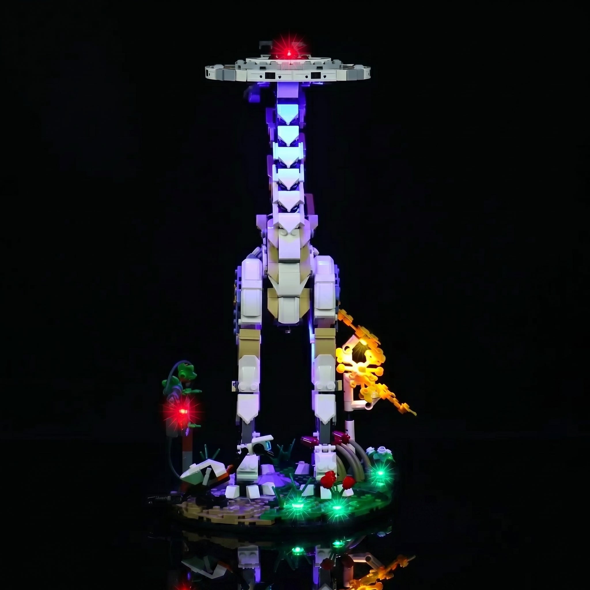 installed and glowing: Bright My Bricks premium LED light kit for LEGO® Horizon Forbidden West: Tallneck #76989