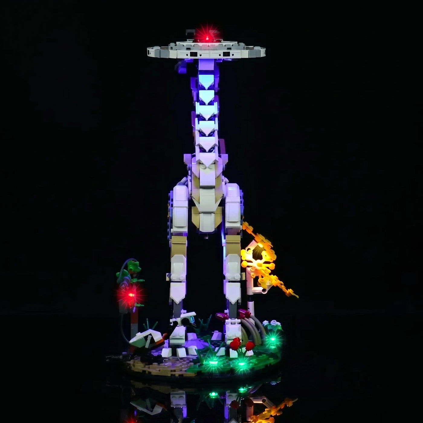 installed and glowing: Bright My Bricks premium LED light kit for LEGO® Horizon Forbidden West: Tallneck #76989