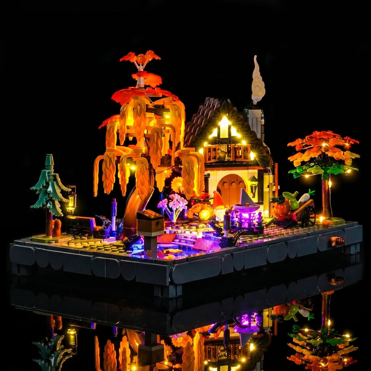 LEGO® Icons Autumn Cottage Garden #11372 — close-up of the LED lighting detail (RGB LED light kit)