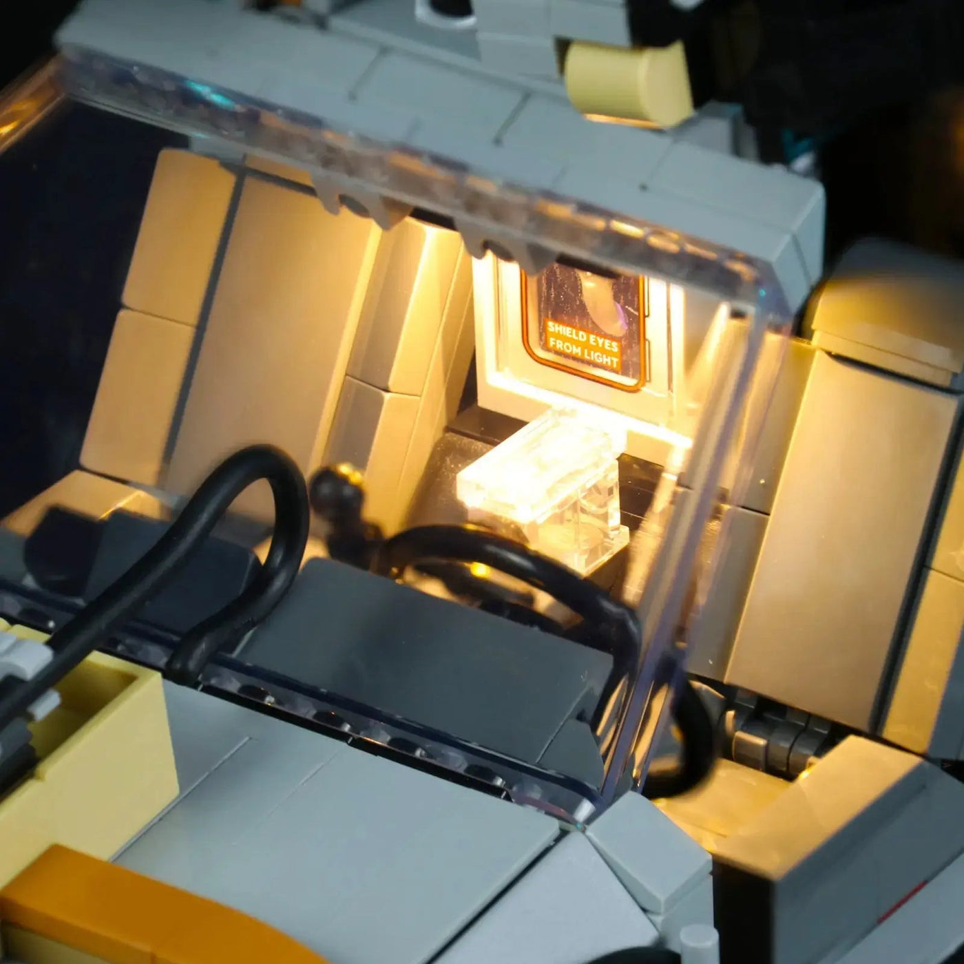DIY LED light kit for LEGO® Icons Back to the Future Time Machine #10300, warm LED glow detail