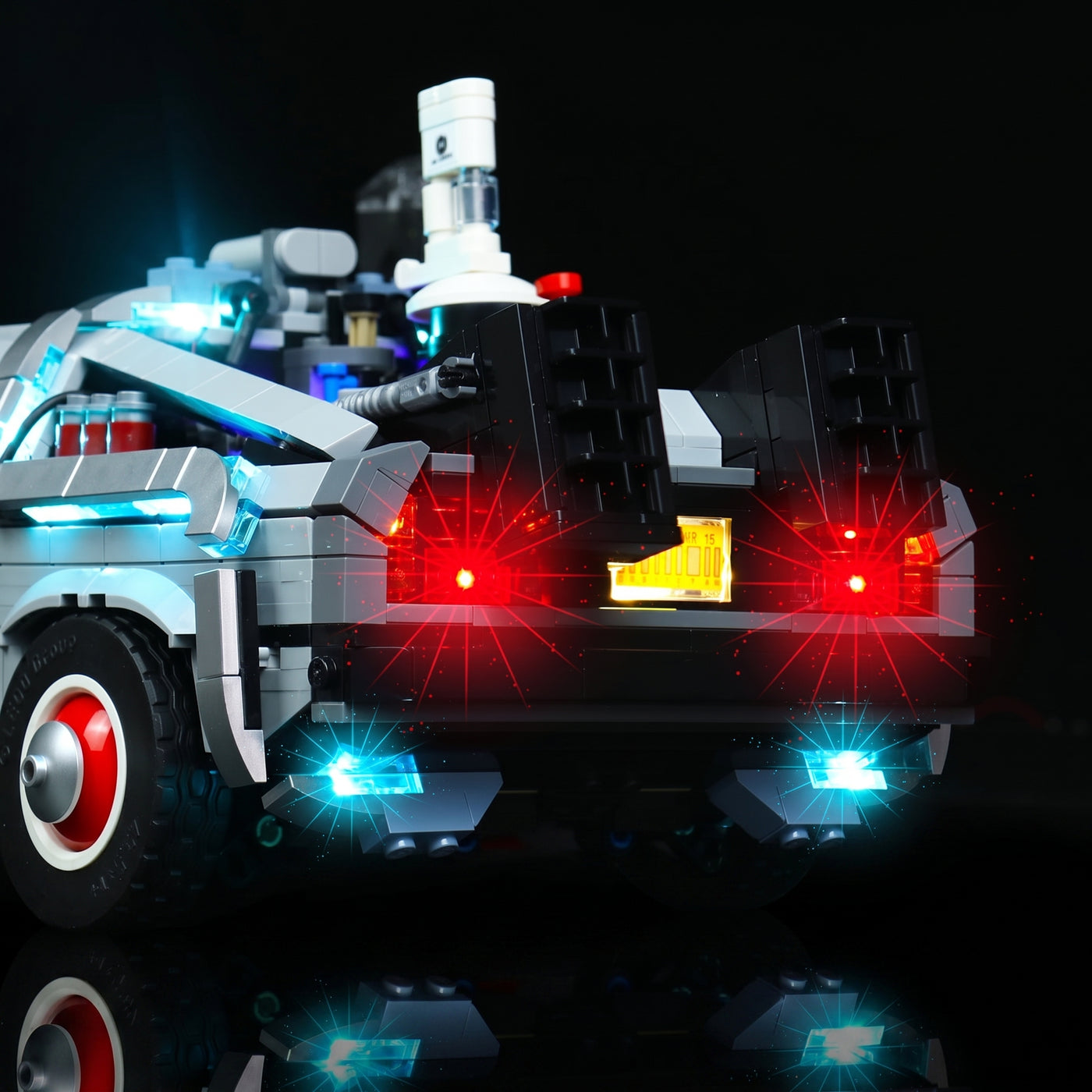 lighting effect on the build: Bright My Bricks DIY LED light kit for LEGO® Icons Back to the Future Time Machine #10300
