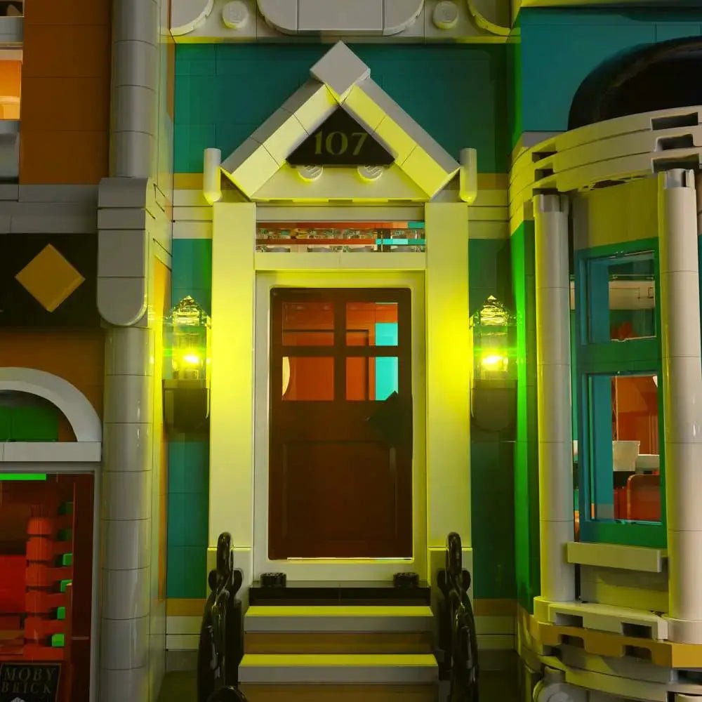 LEGO Icons Bookshop #10270 with LED lights installed