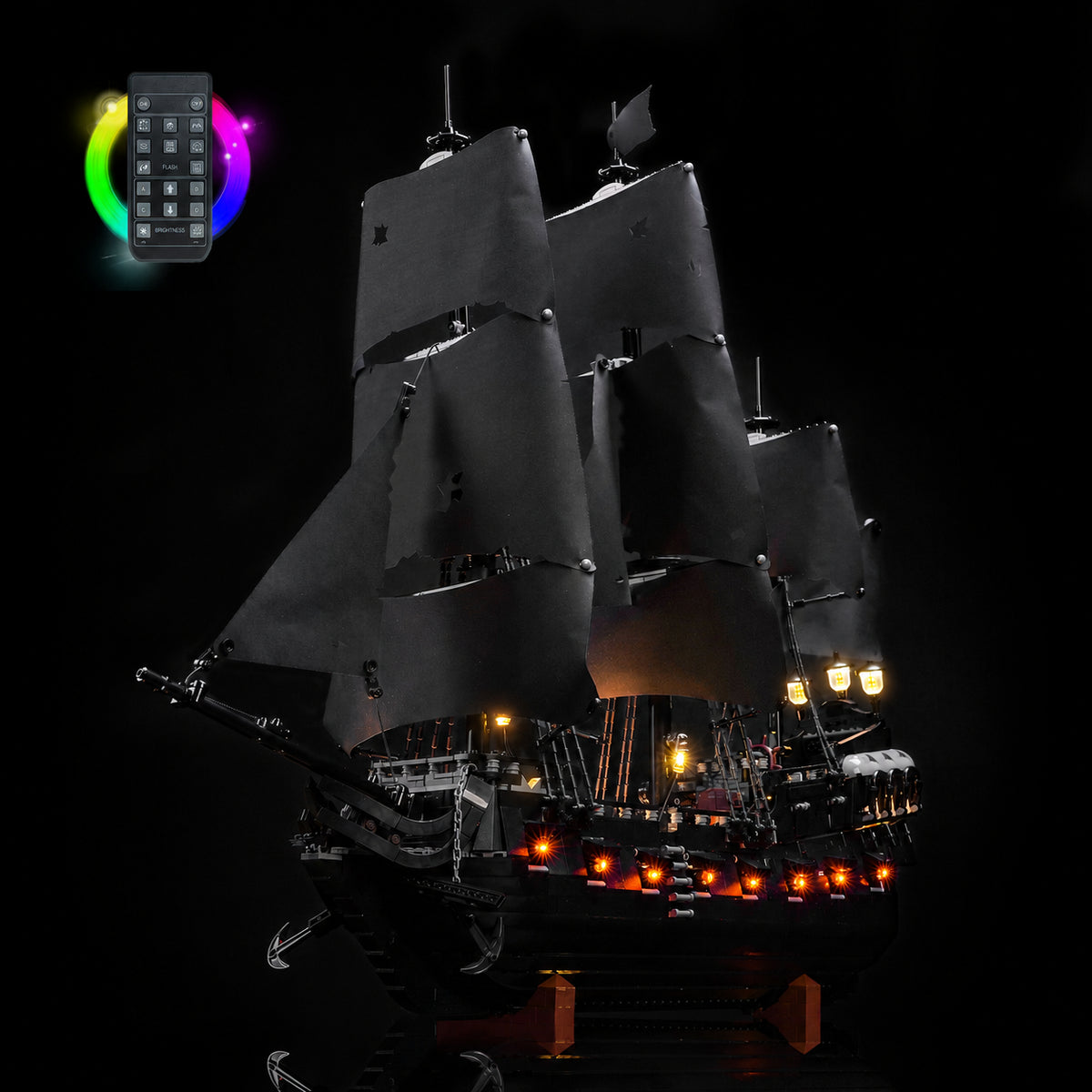 custom LED lighting for LEGO® Icons Captain Jack Sparrow's Pirate Ship #10365, brightened interior detail