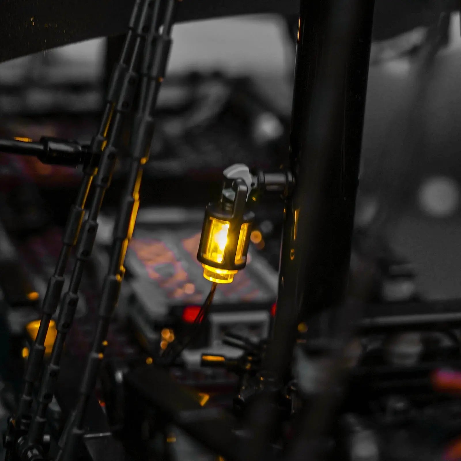 Close-up of LED lights on LEGO Icons Captain Jack Sparrow's Pirate Ship #10365