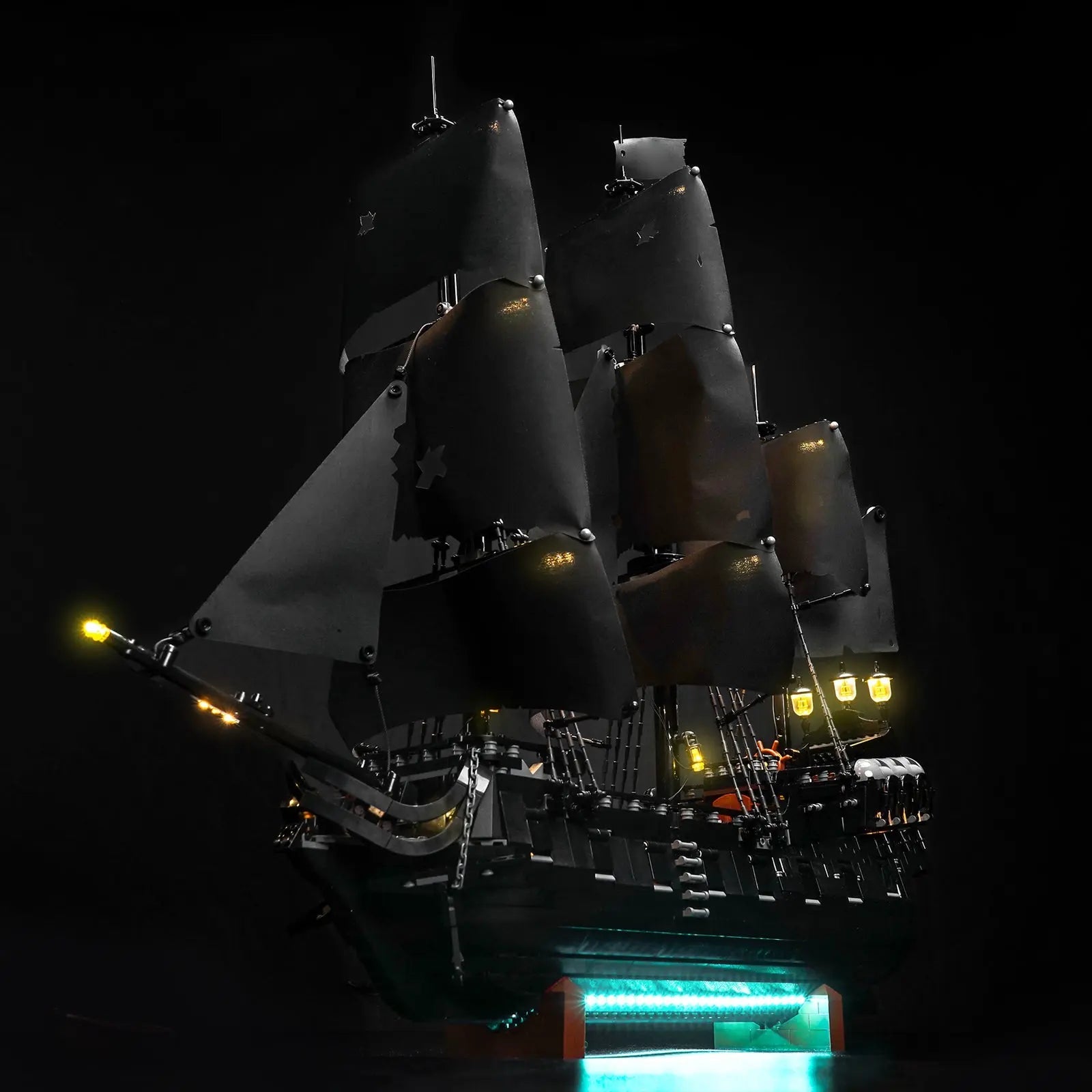 LED lights bring LEGO Icons Captain Jack Sparrow's Pirate Ship #10365 to life