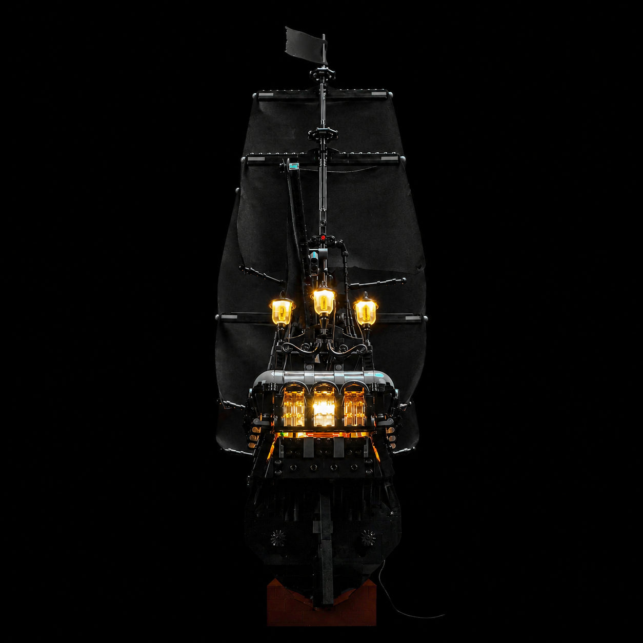 LEGO® Icons Captain Jack Sparrow's Pirate Ship #10365 — installed and glowing (USB-powered LED light kit)