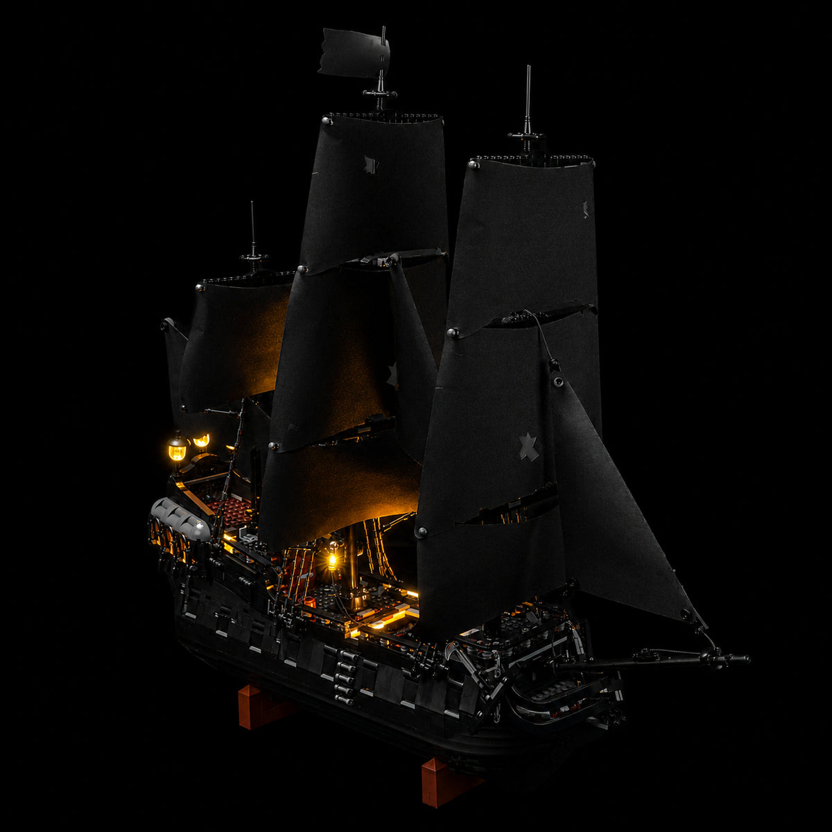 Bright My Bricks LED lights for LEGO® Icons Captain Jack Sparrow's Pirate Ship #10365 — display lighting in a dark room