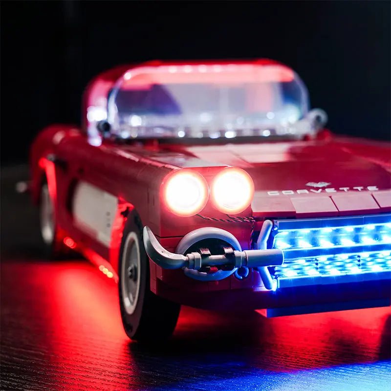 warm LED glow detail: Bright My Bricks LED lights for LEGO® Icons Chevrolet Corvette #10321