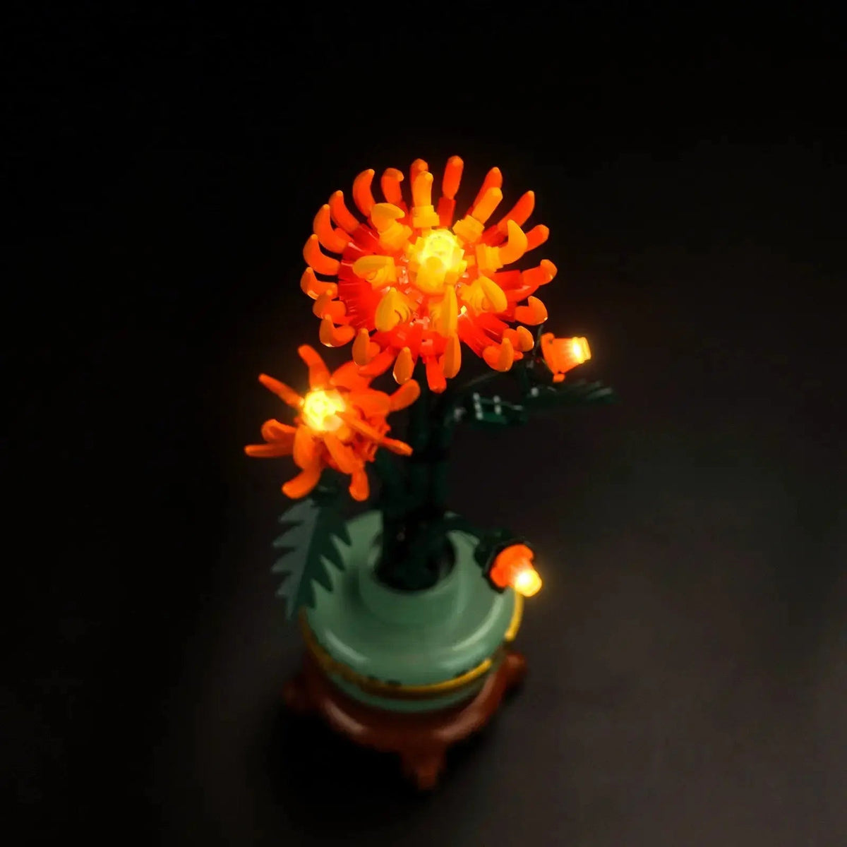 Bright My Bricks RGB LED light kit for LEGO® Icons Chrysanthemum #10368 — brightened interior detail