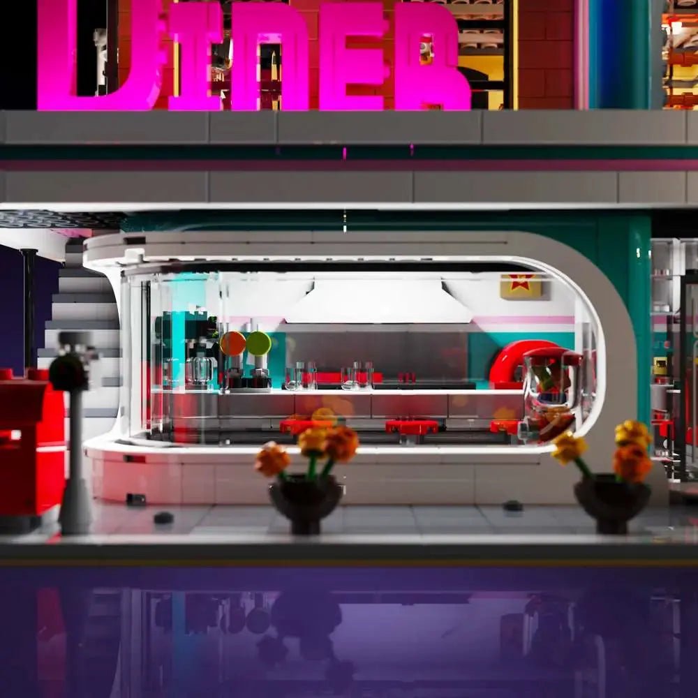 LEGO Icons Downtown Diner #10260 with premium LED kit
