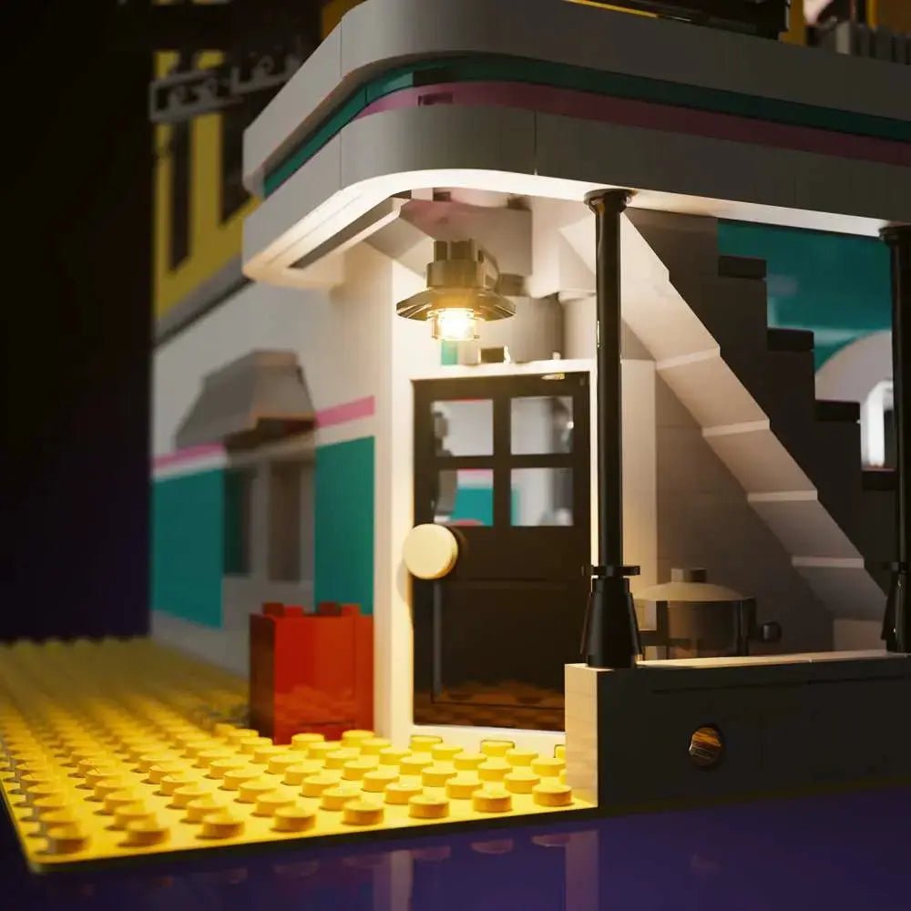 LED lights bring LEGO Icons Downtown Diner #10260 to life
