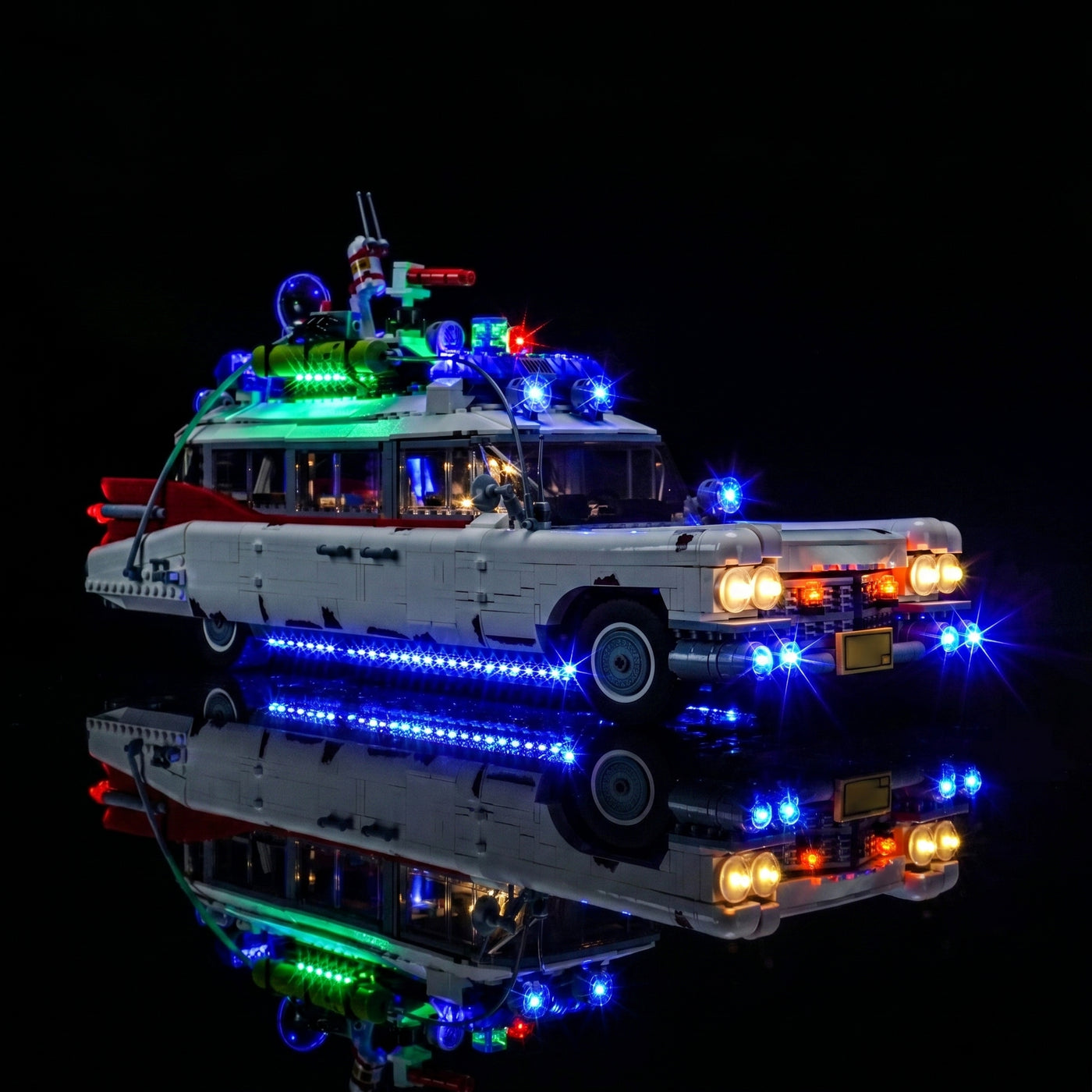 LEGO® Icons Ghostbusters ECTO-1 #10274 — LED kit powered on (DIY LED light kit)
