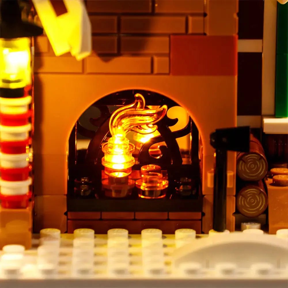 DIY LED light kit for LEGO® Icons Gingerbread House #10267, brightened interior detail