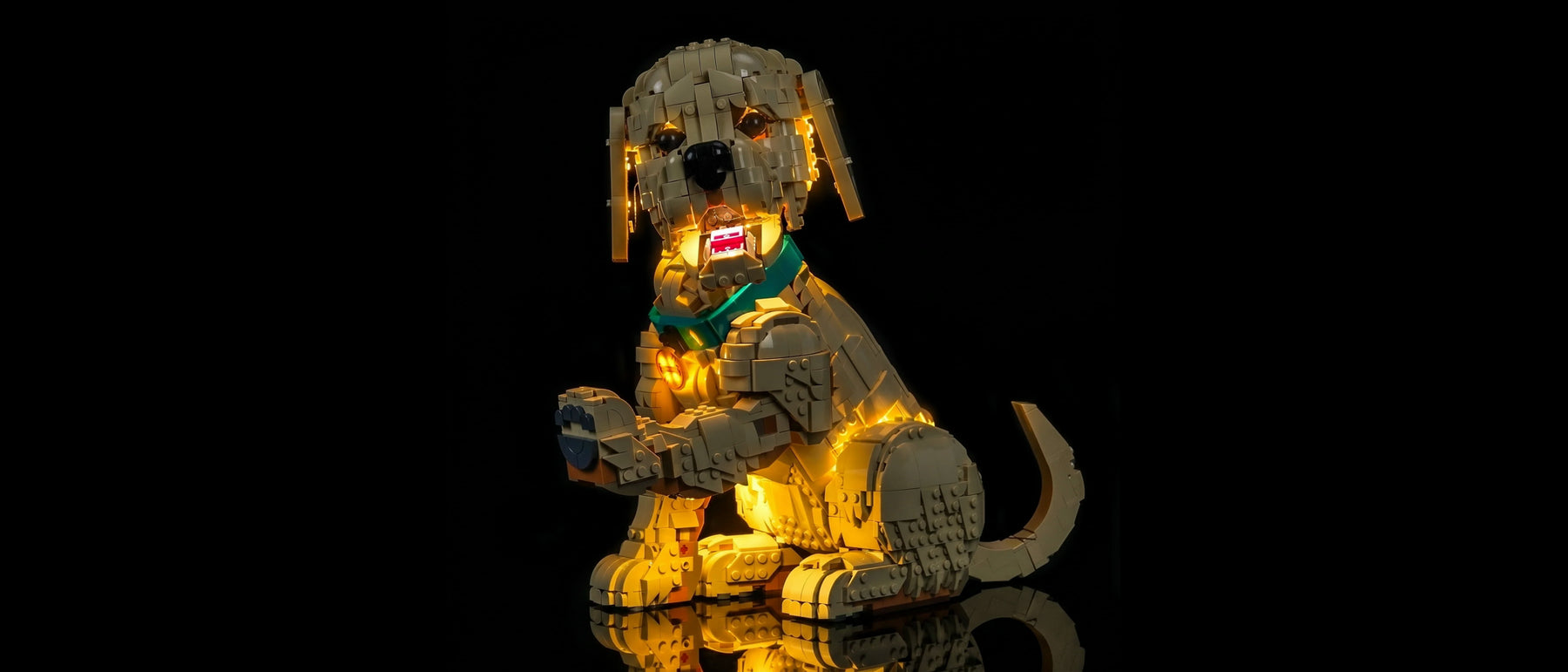 LED-Beleuchtungsset für LEGO® Golden Retriever Welpe #11384 — lit with the LED light kit