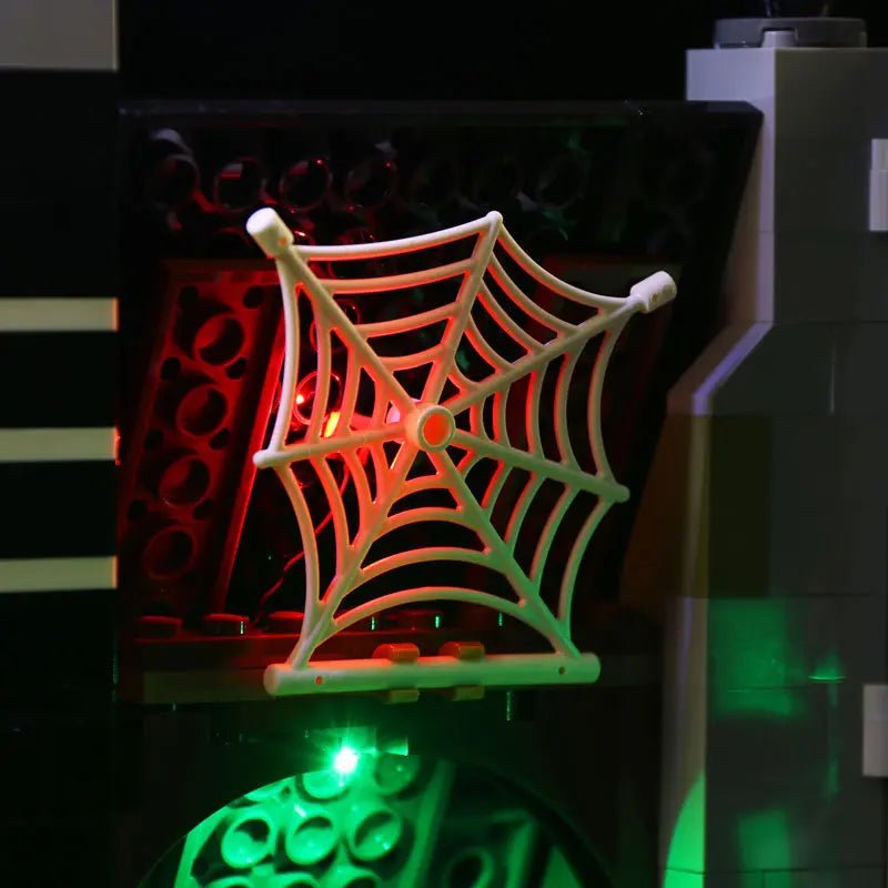 Bright My Bricks LED light kit for LEGO® Icons Haunted House #10273 — illuminated at night