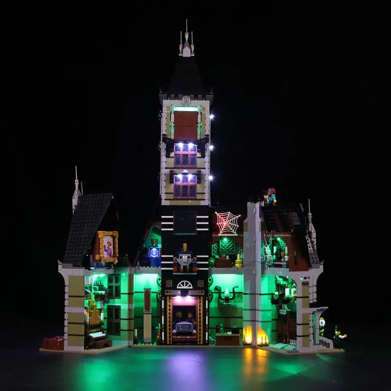Bright My Bricks USB-powered LED light kit for LEGO® Icons Haunted House #10273 — brightened interior detail