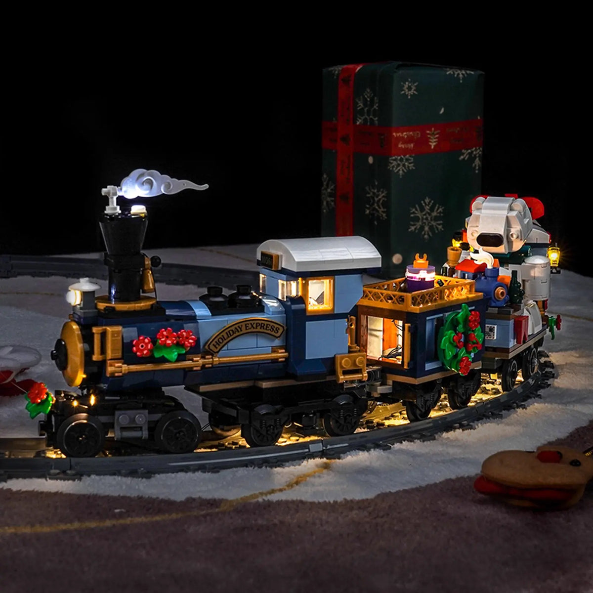 LEGO® Icons Holiday Express Train #10361 — LED strips and bricks detail (LED lights)
