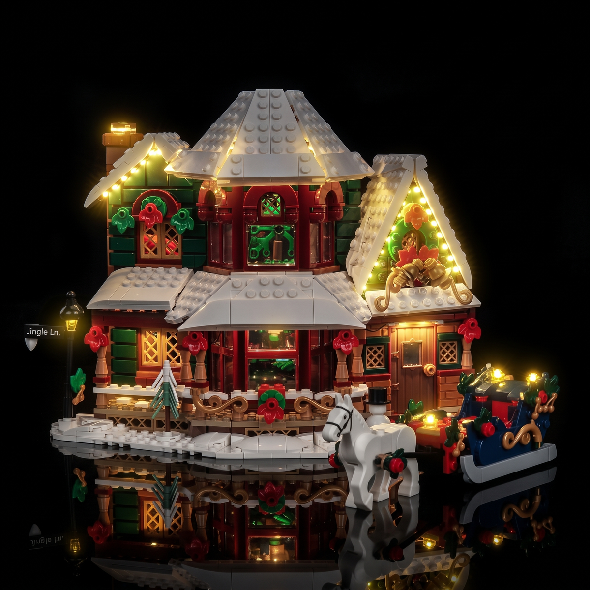 Lichtset für LEGO® Weihnachtshaus #11387 – beleuchtete Ansicht 10