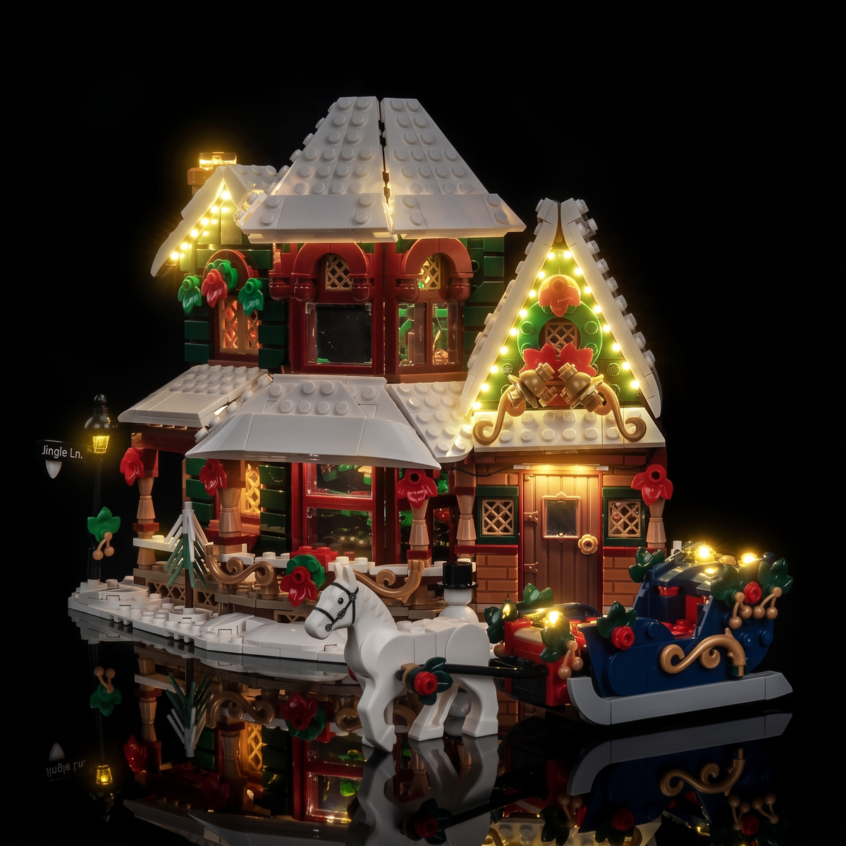 Lichtset für LEGO® Weihnachtshaus #11387 – beleuchtete Ansicht 11