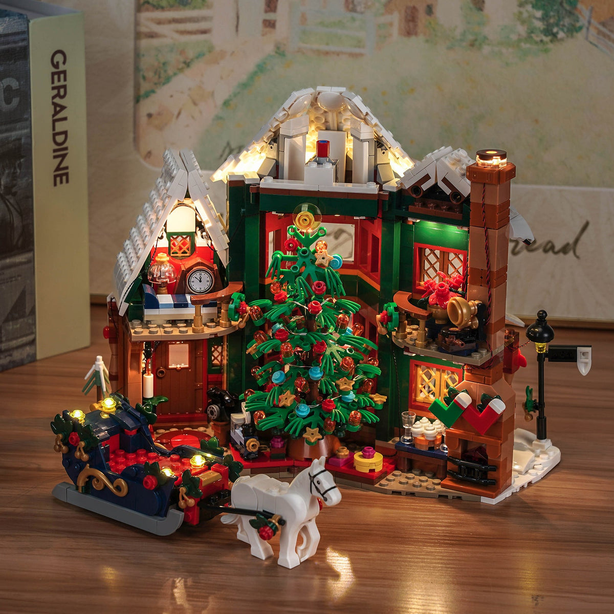 Lichtset für LEGO® Weihnachtshaus #11387 – beleuchtete Ansicht 2